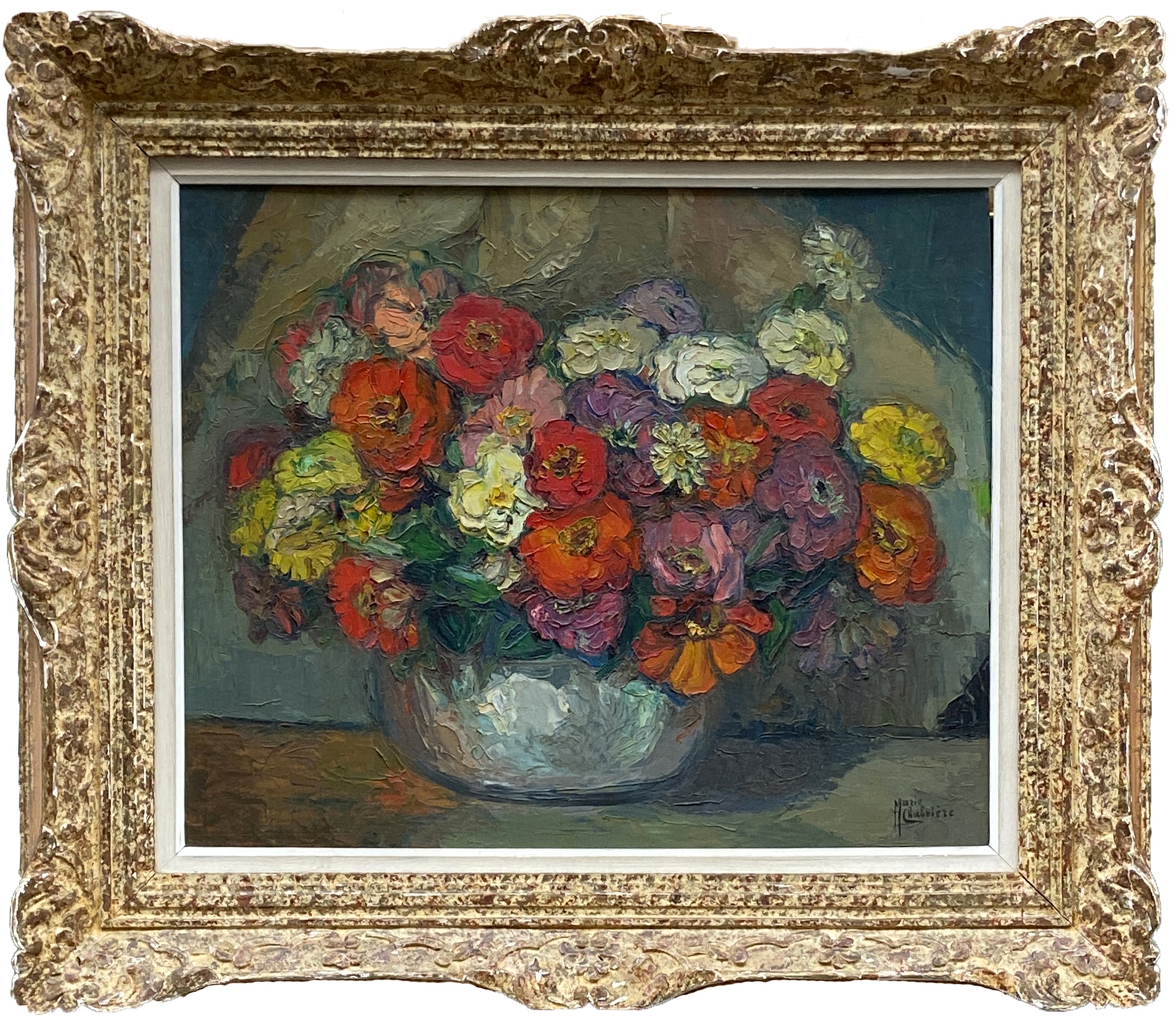 Still life with bouquet of flowers - Marie Chabrière (20th century) 